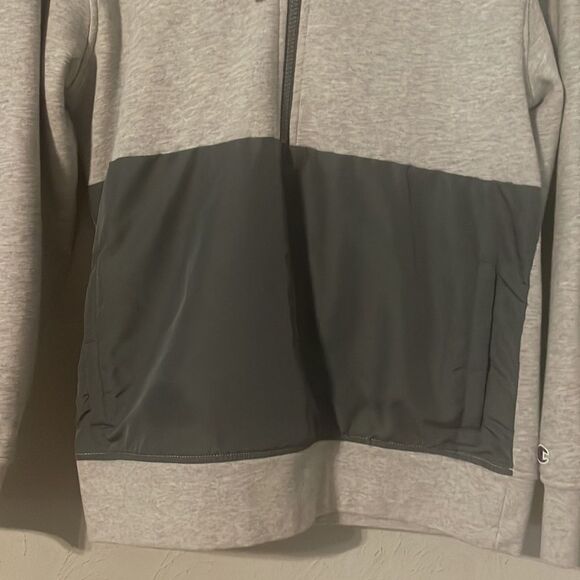NWOT Small Champion two tone gray 1/4 zip long sleeve pockets hooded sweater top - Picture 7 of 14
